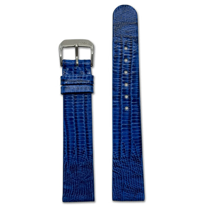 Embossed Leather Teju-Lizard Print Watch Band | Bolivia | Royal Blue