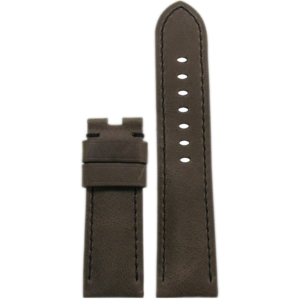 Vintage Leather Watch Band | "Bomber" | Dark Brown | Black Stitch | For Panerai Deploy