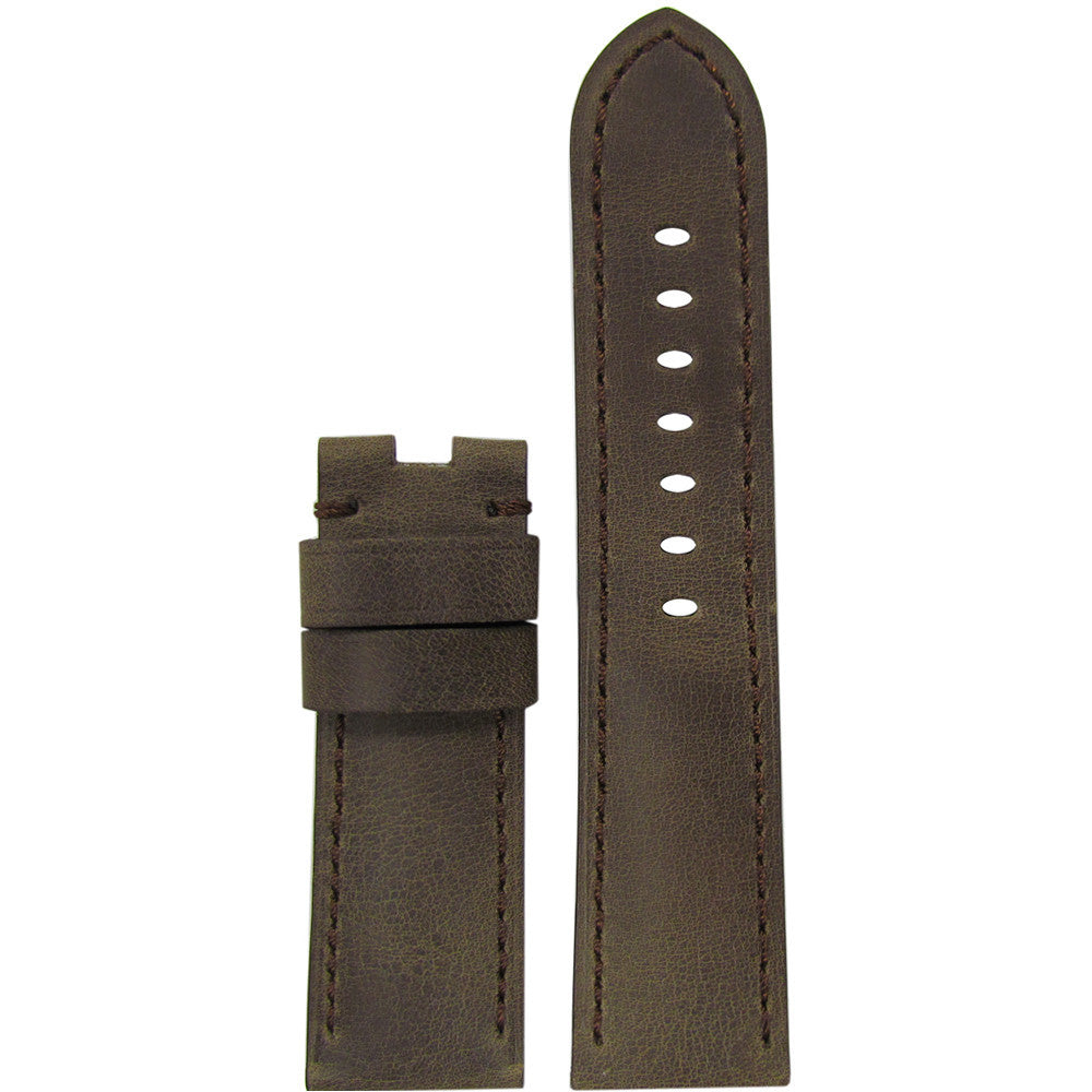 Vintage Leather Watch Band | "Bomber" | Dark Brown | Match Stitch | For Panerai Deploy