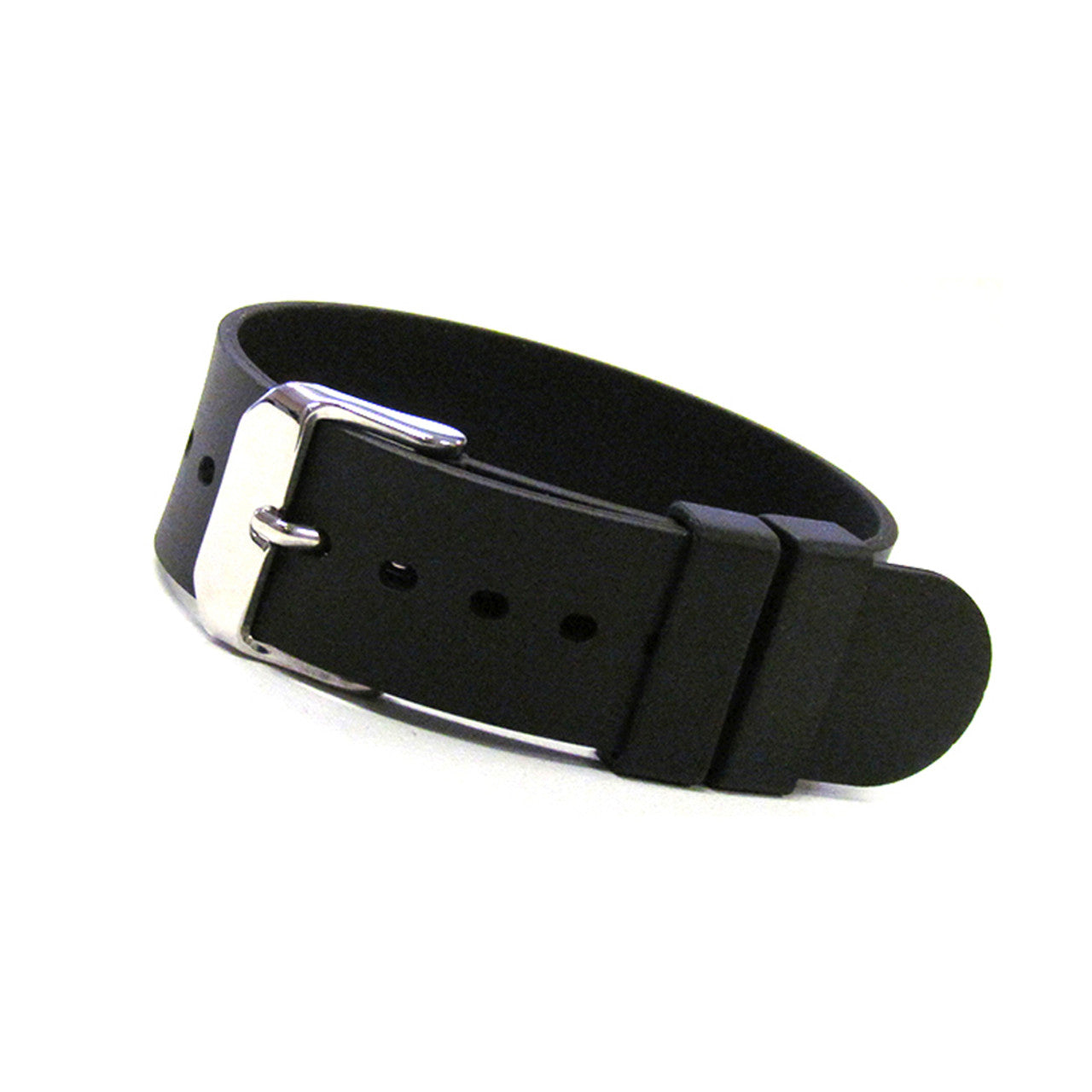 Smooth Waterproof NBR Italian Rubber Watch Band | Bonetto 298 | Black | One-Piece