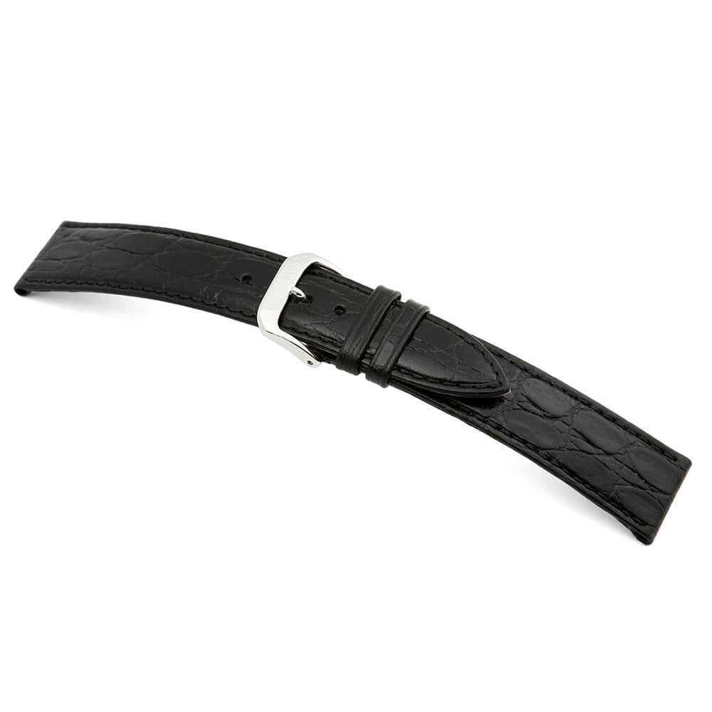 Embossed Leather Crocodile Print Watch Band | Brazil | Black