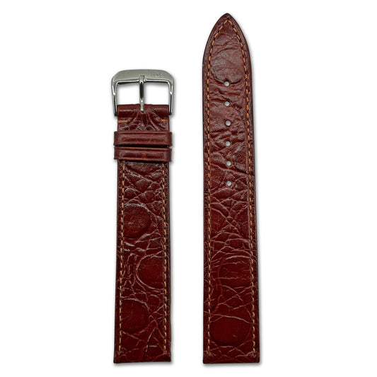 Embossed Leather Crocodile Print Watch Band | Brazil | Mahogany