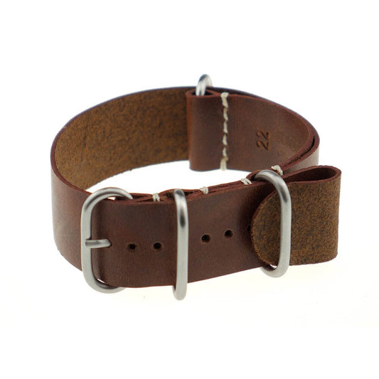 Vintage Leather Watch Band | Copenhagen | One-Piece | 4 Brushed Rings | Mahogany