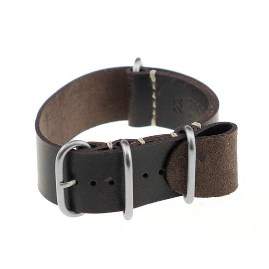 Vintage Leather Watch Band | Copenhagen | One-Piece | 4 Brushed Rings | Mocha