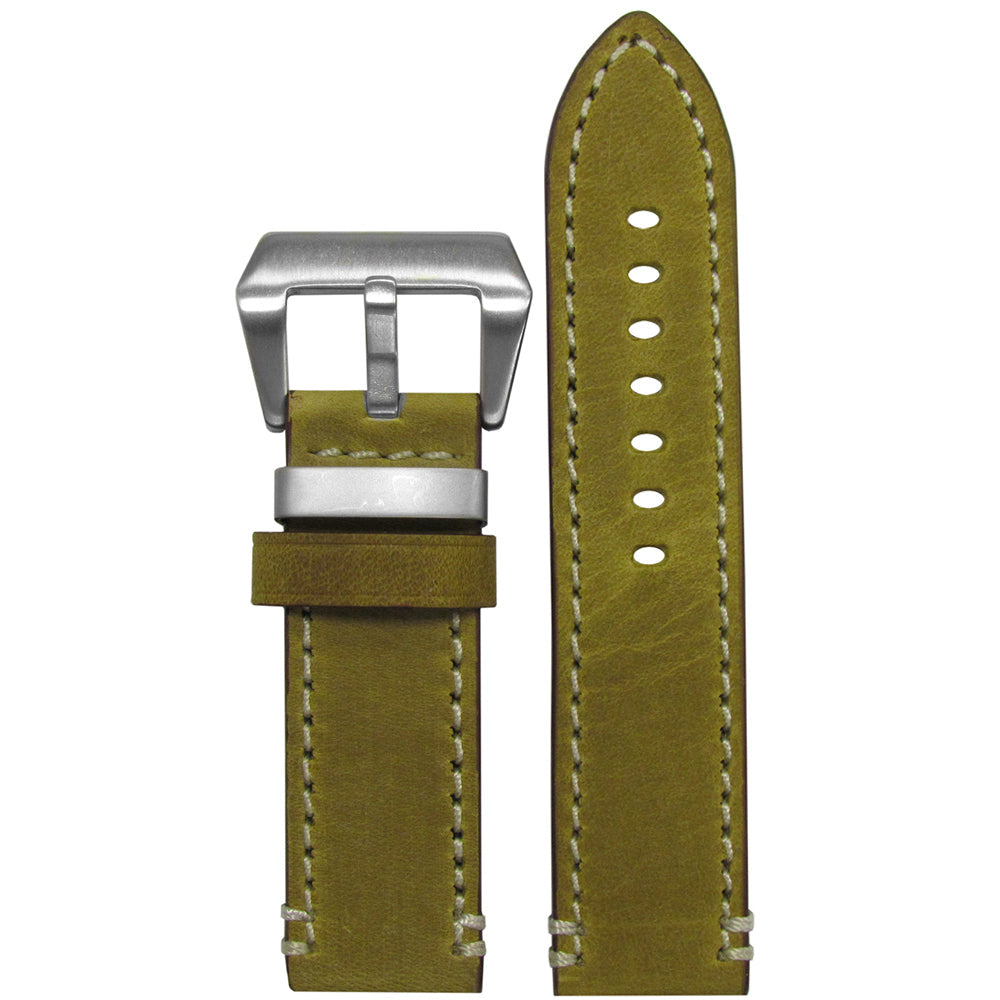 Vintage Leather "Corporal" Watch Band | Honey | White Stitch