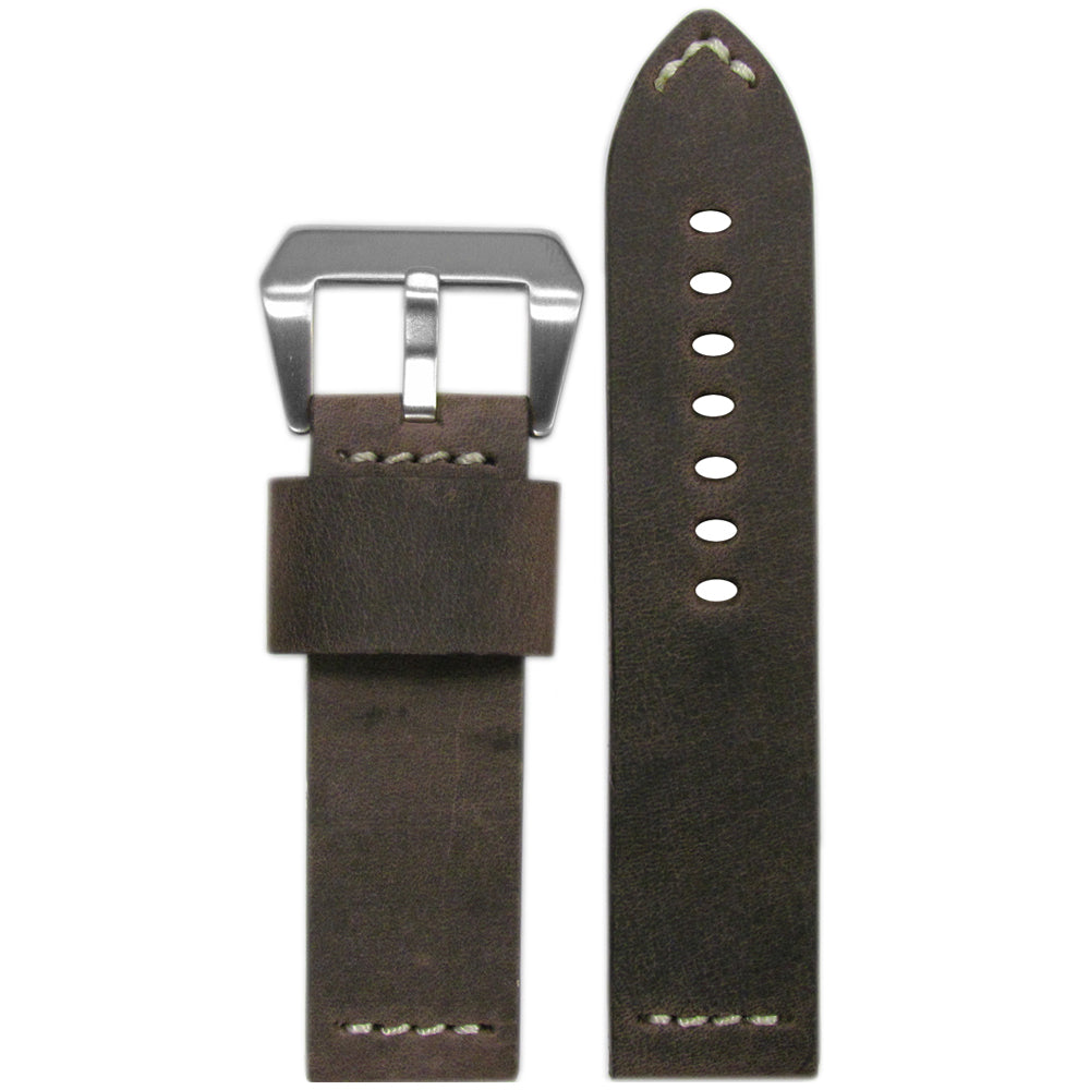 Vintage Leather "Desperado" Watch Band | Brown | White Stitch