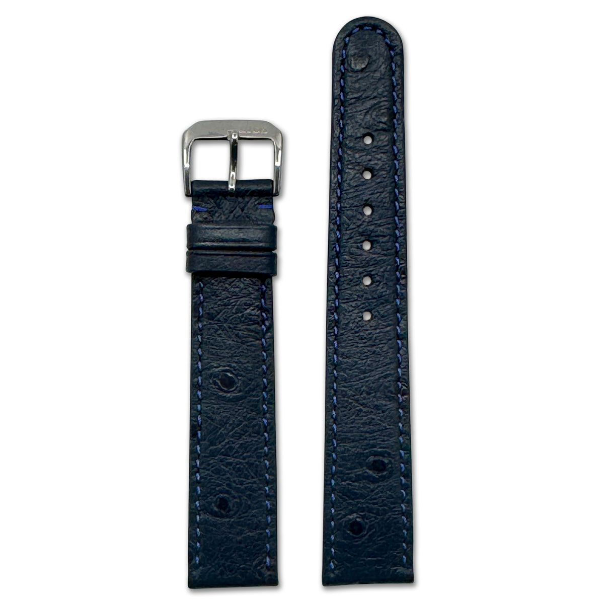 Embossed Leather Ostrich Print Watch Band | Durban | Ocean Blue