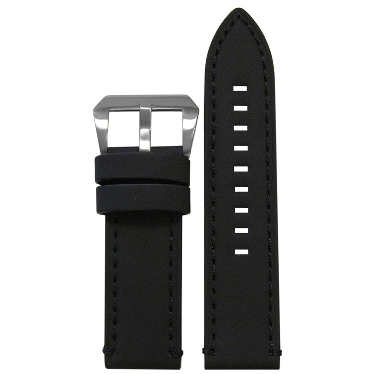 Genuine Leather Watch Band | Galaxy | Flat | Black | Black Stitching and Edging