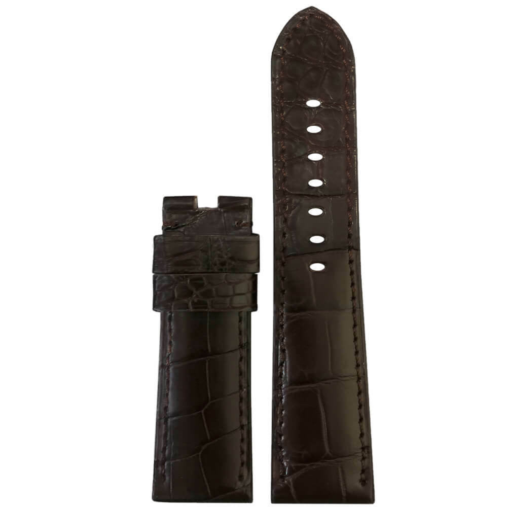 Louisiana Alligator Watch Band | Dark Brown Matte Finish | Match Stitch | For Panerai Deploy