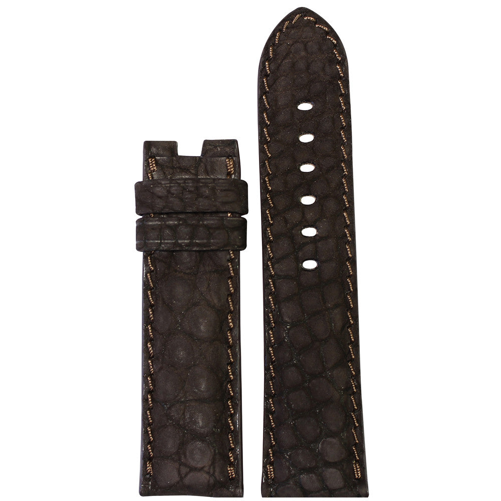 Genuine Nubuk Alligator Watch Band | Mocha | Match Stitch | Flank Cut | For Panerai Deploy