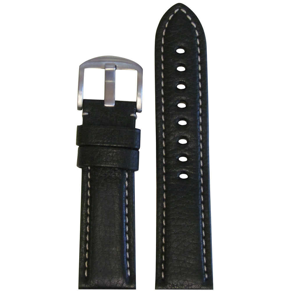 Vegetable Tanned Calf Leather Watch Band | Black | Hadley Roma MS2036