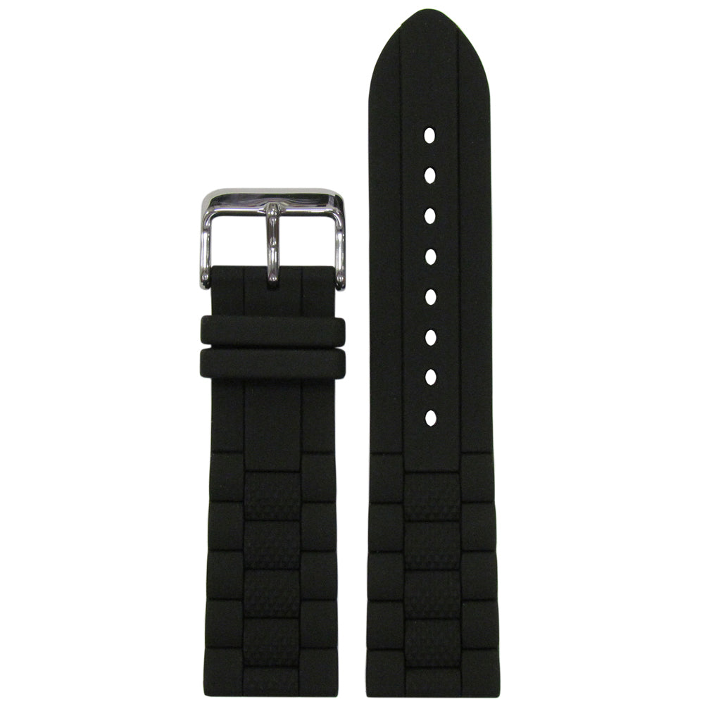 Black Oyster Silicone Watch Band | Diver | Black Stripe | Hadley Roma MS3344