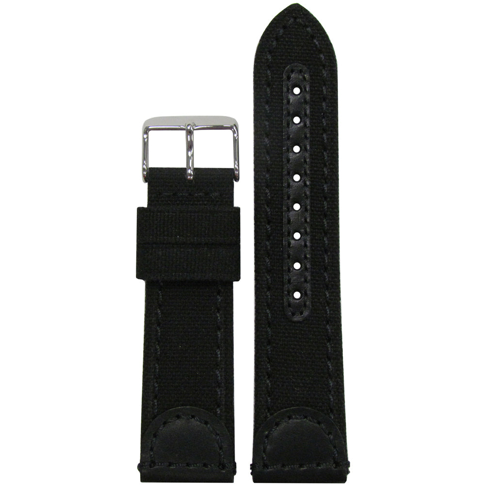 Genuine Canvas and Leather Watch Band | Black | Hadley Roma MS868