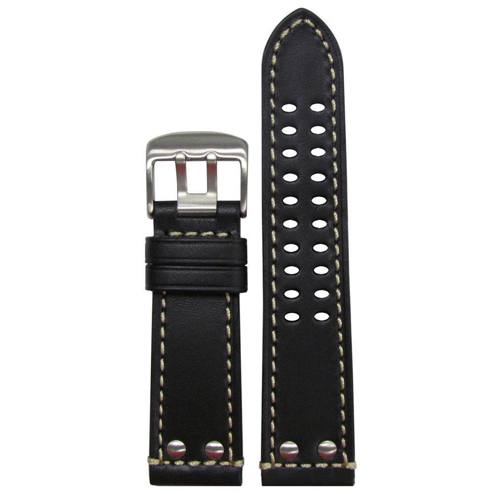 Genuine Leather Watch Band | Black | For Luminox | Hadley Roma MS915