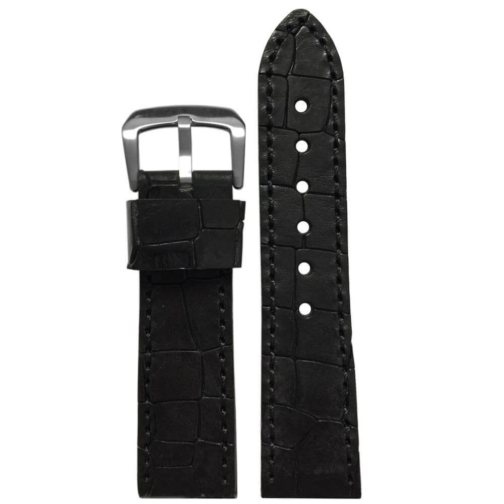 Oiled Vintage Leather "Gator" Watch Band | Black | Hadley Roma MS916