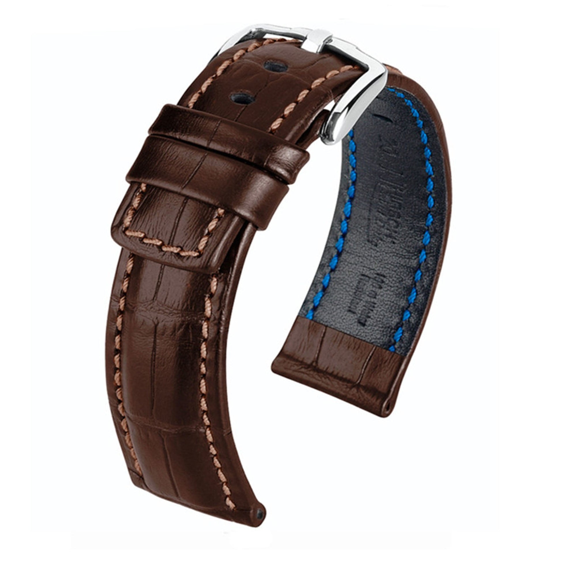 Embossed Italian Calfskin Watch Band | Grand Duke | Brown | Brown Stitch