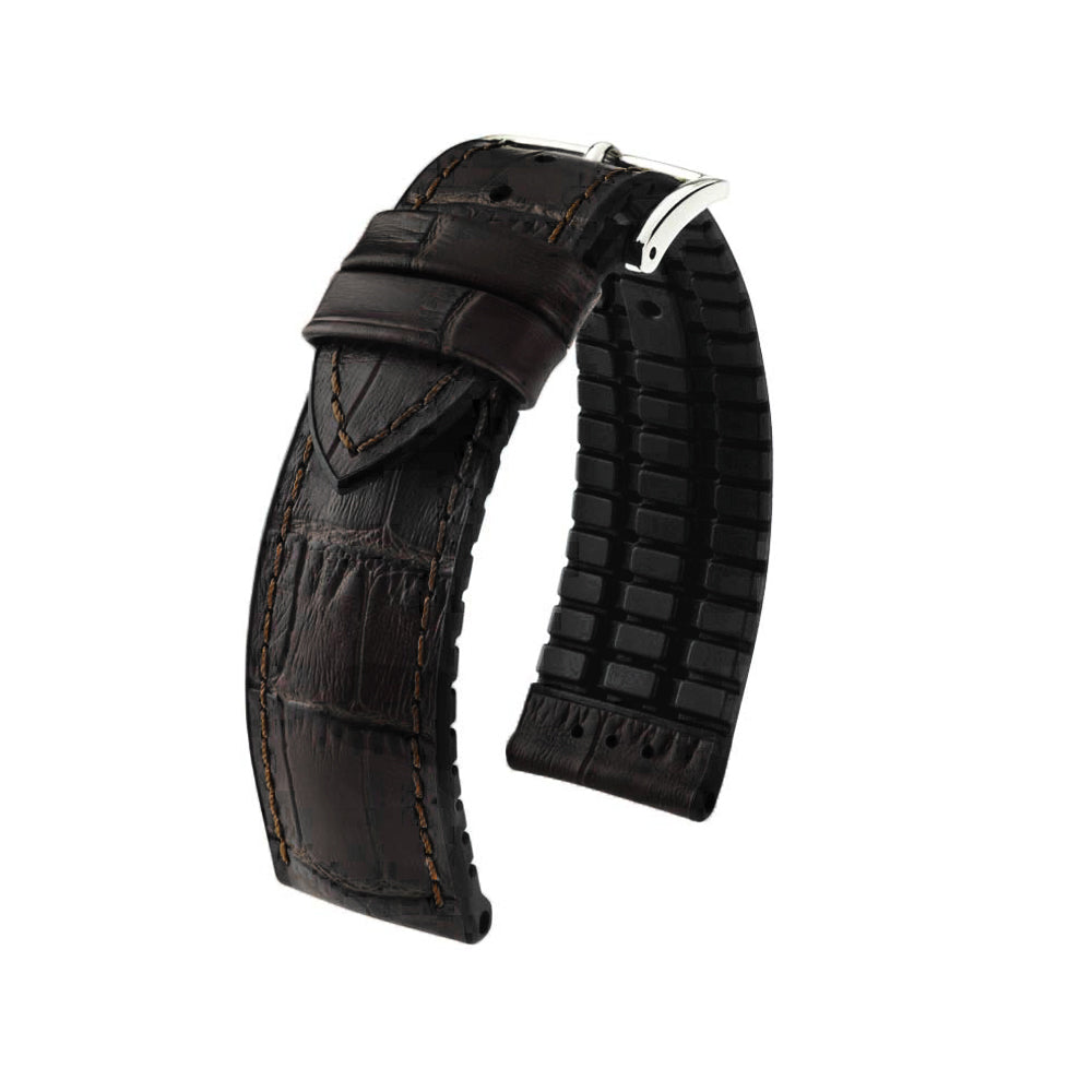 Embossed Italian Calfskin Watch Strap | Paul | Black | Premium Caoutchouc Lining | Hirsch Performance Series