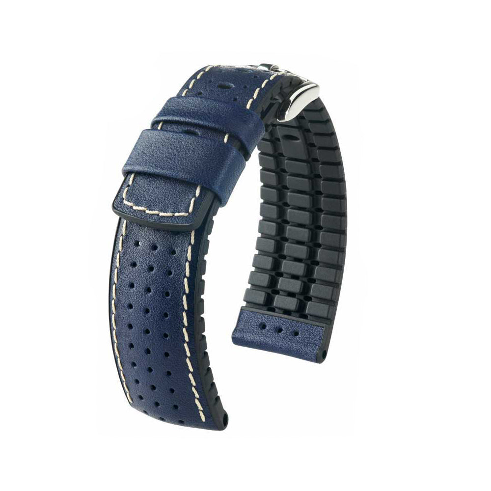 Perforated Calfskin Watch Strap | Tiger | Blue | Hirsch Performance Series