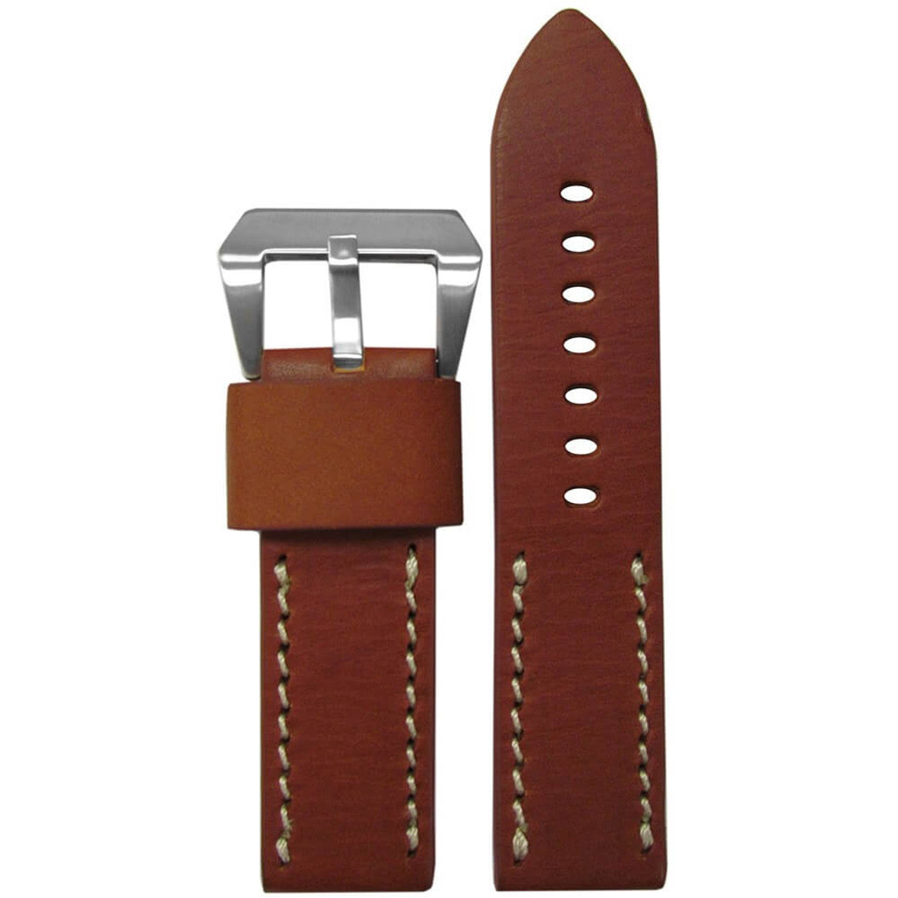 Vintage Leather Watch Band | HZ Half Stitch | Flat | Rou | White Stitch