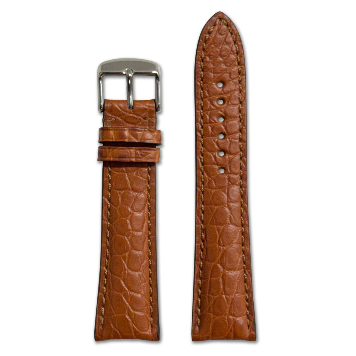 Genuine Alligator Watch Band | Imperial | Flank Cut | Cognac