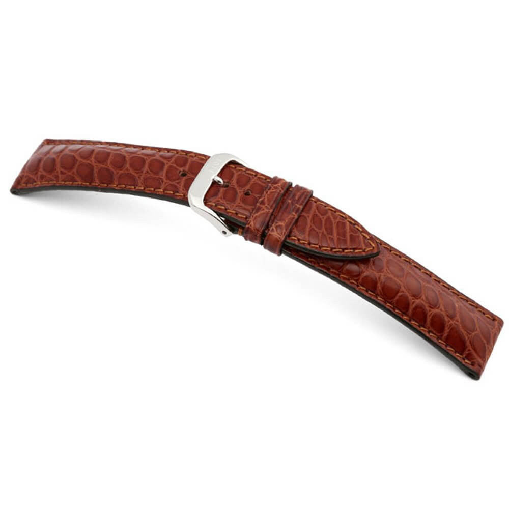 Genuine Alligator Watch Band | Imperial | Flank Cut | Mahogany