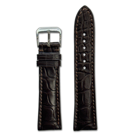 Genuine Alligator Watch Band | Imperial | Flank Cut | Mocha