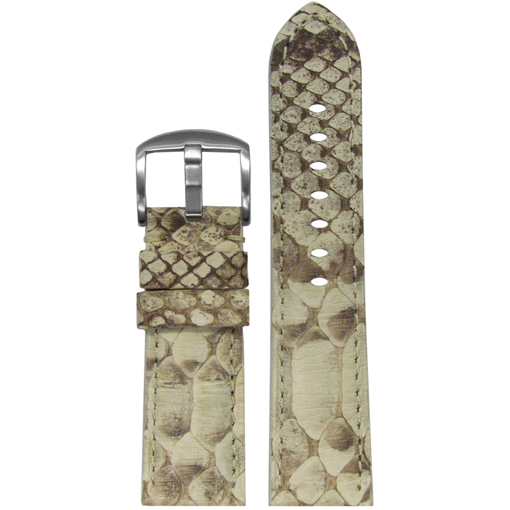 Java Rock Python Skin Watch Band | Padded | Bone | Match Stitch