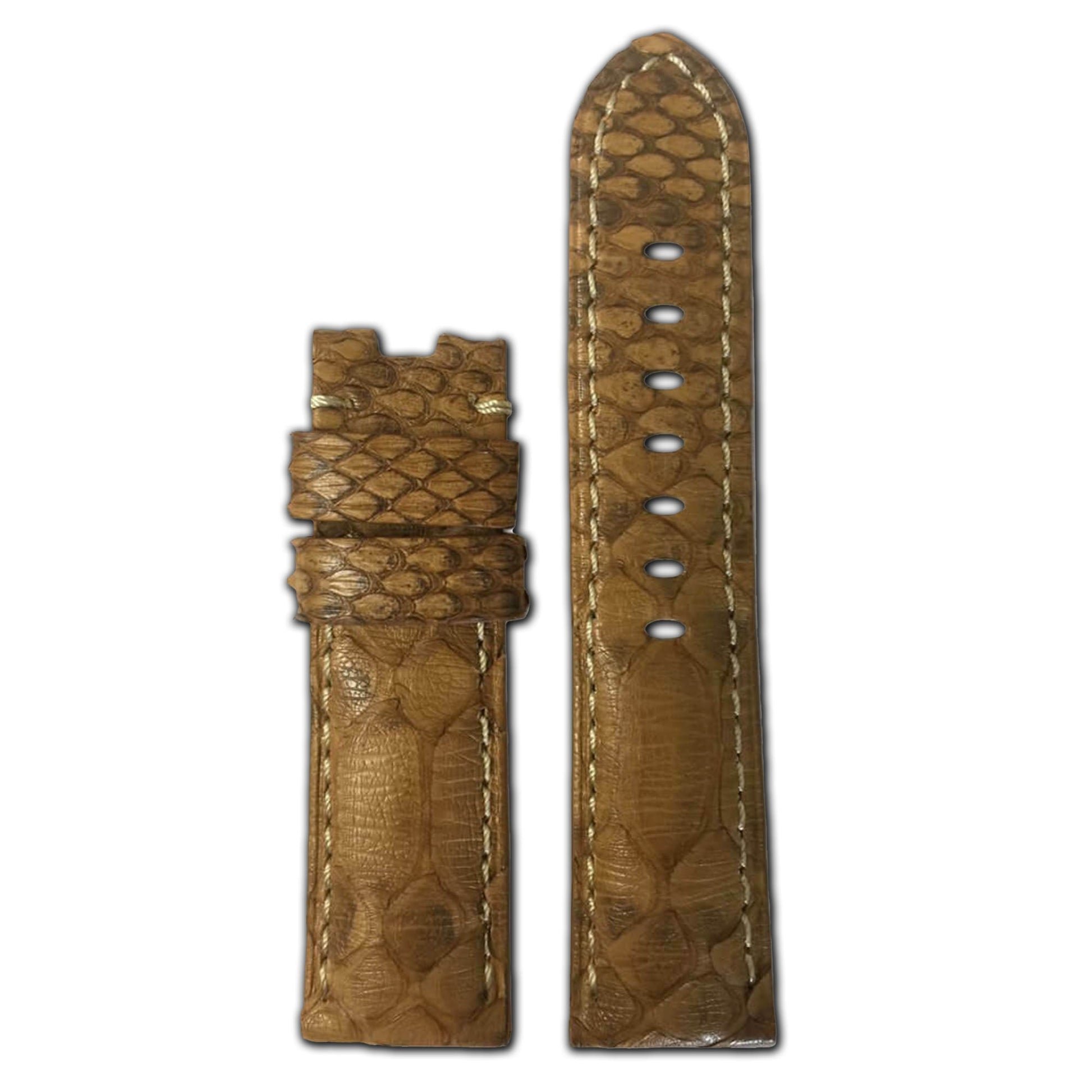 Java Rock Python Watch Band | Gold | Match Stitch | for Panerai Deploy