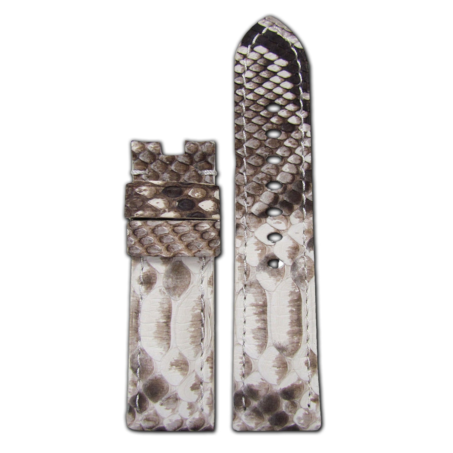 Java Rock Python Watch Band | White | Match Stitch | for Panerai Deploy