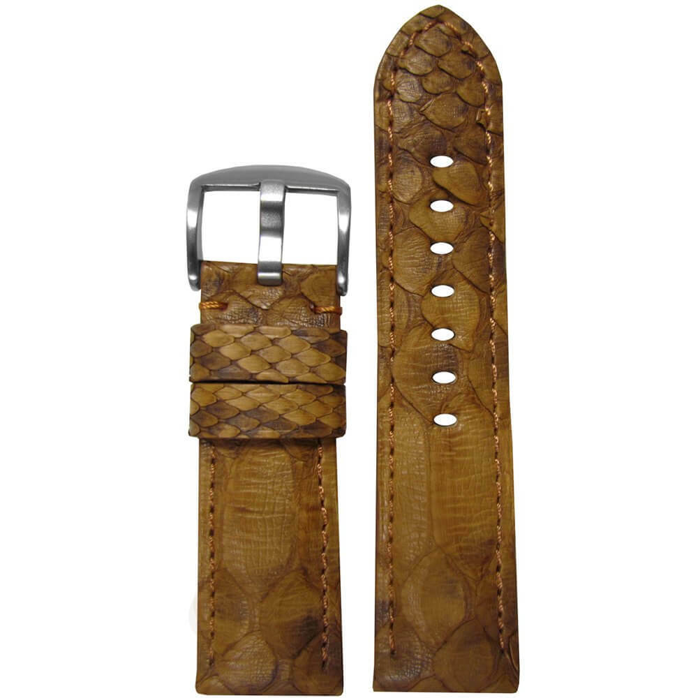 Java Rock Python Skin Watch Band | Padded | Gold | Match Stitch