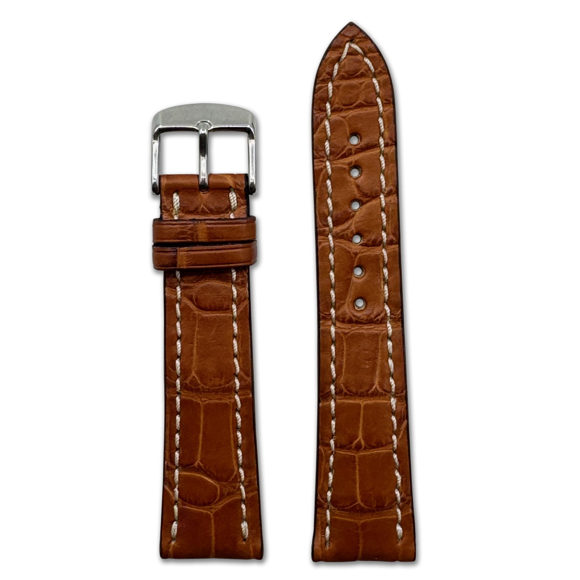 Genuine Alligator Watch Band | Jet | Cognac | For Breitling