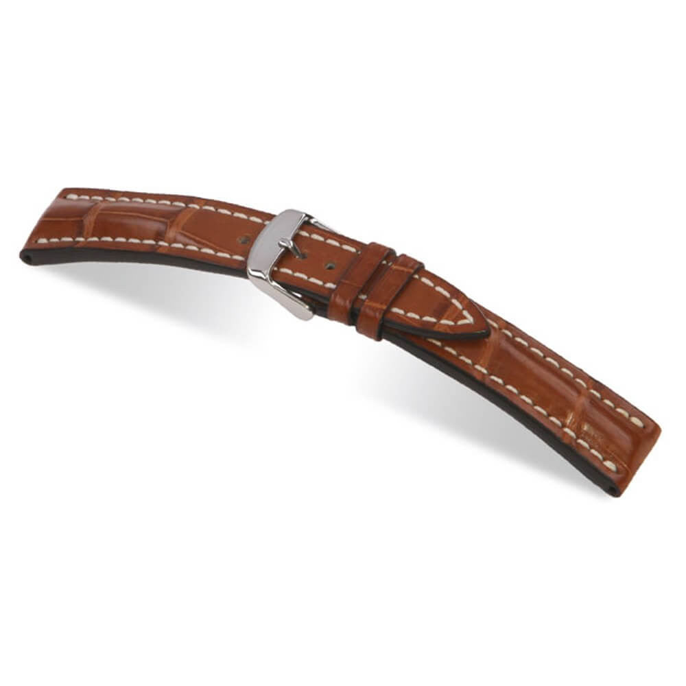 Genuine Alligator Watch Band | Jet | Cognac | For Breitling