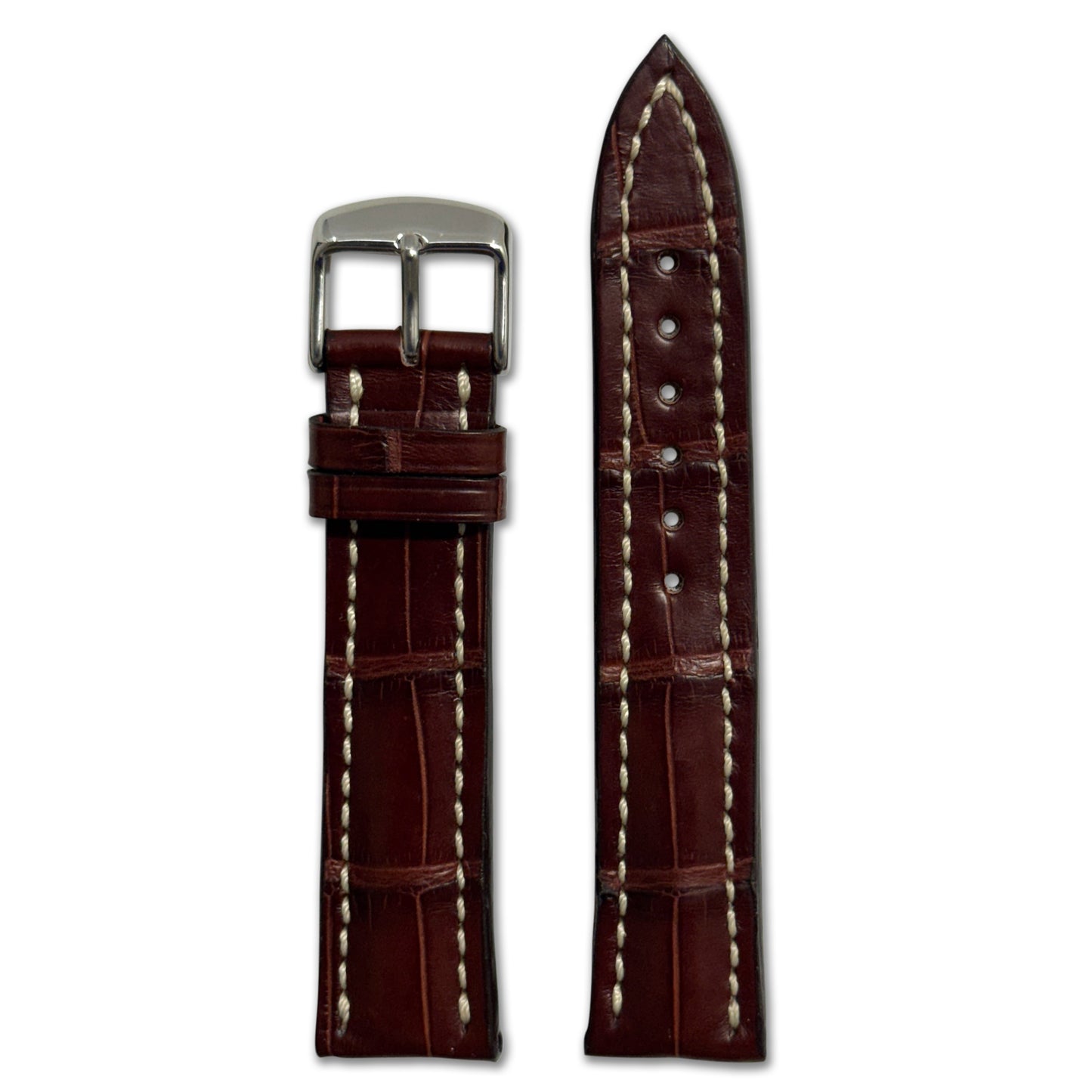 Genuine Alligator Watch Band | Jet | Mahogany | For Breitling