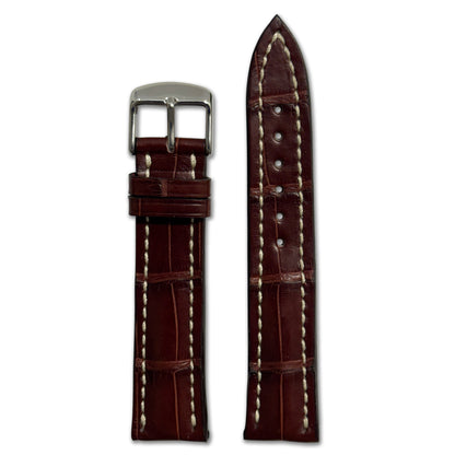Genuine Alligator Watch Band | Jet | Mahogany | For Breitling