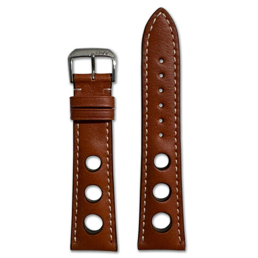 Tanned Leather Watch Band with Racing Holes | Kaluga | Cognac