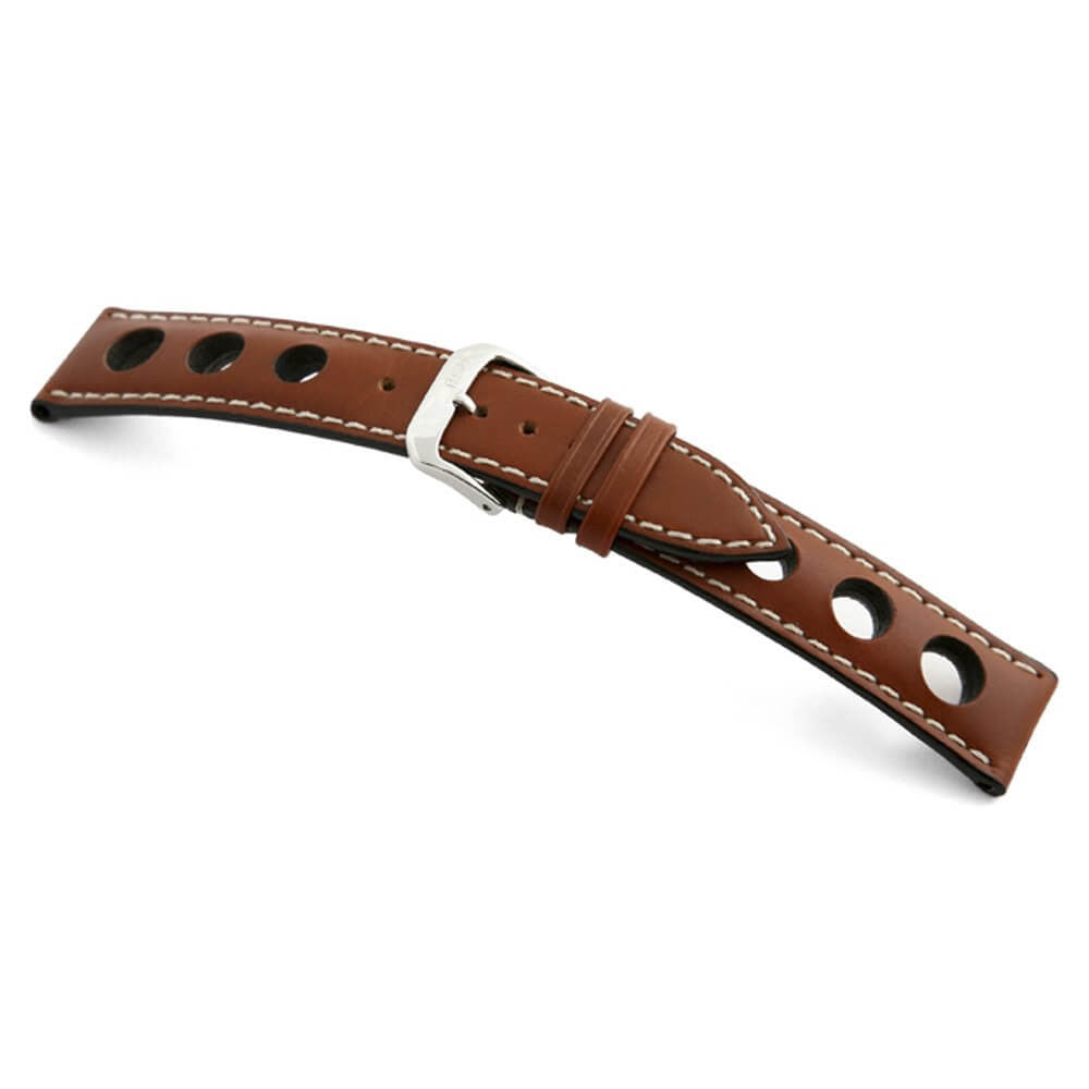 Tanned Leather Watch Band with Racing Holes | Kaluga | Cognac