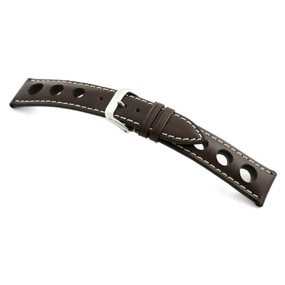 Tanned Leather Watch Band with Racing Holes | Kaluga | Mocha