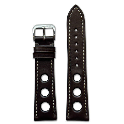 Tanned Leather Watch Band with Racing Holes | Kaluga | Mocha