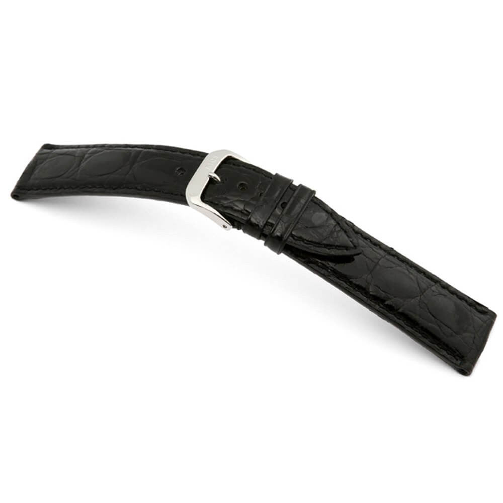 Genuine Crocodile Watch Band | Lord | Glossy | Black