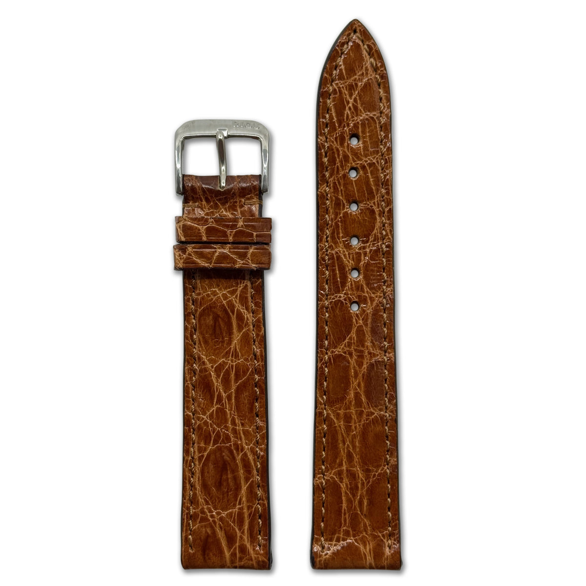 Genuine Crocodile Watch Band | Lord | Glossy | Cognac