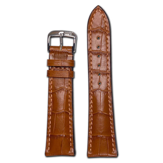 Embossed Leather Alligator Print Watch Band | Cognac | Louisiana