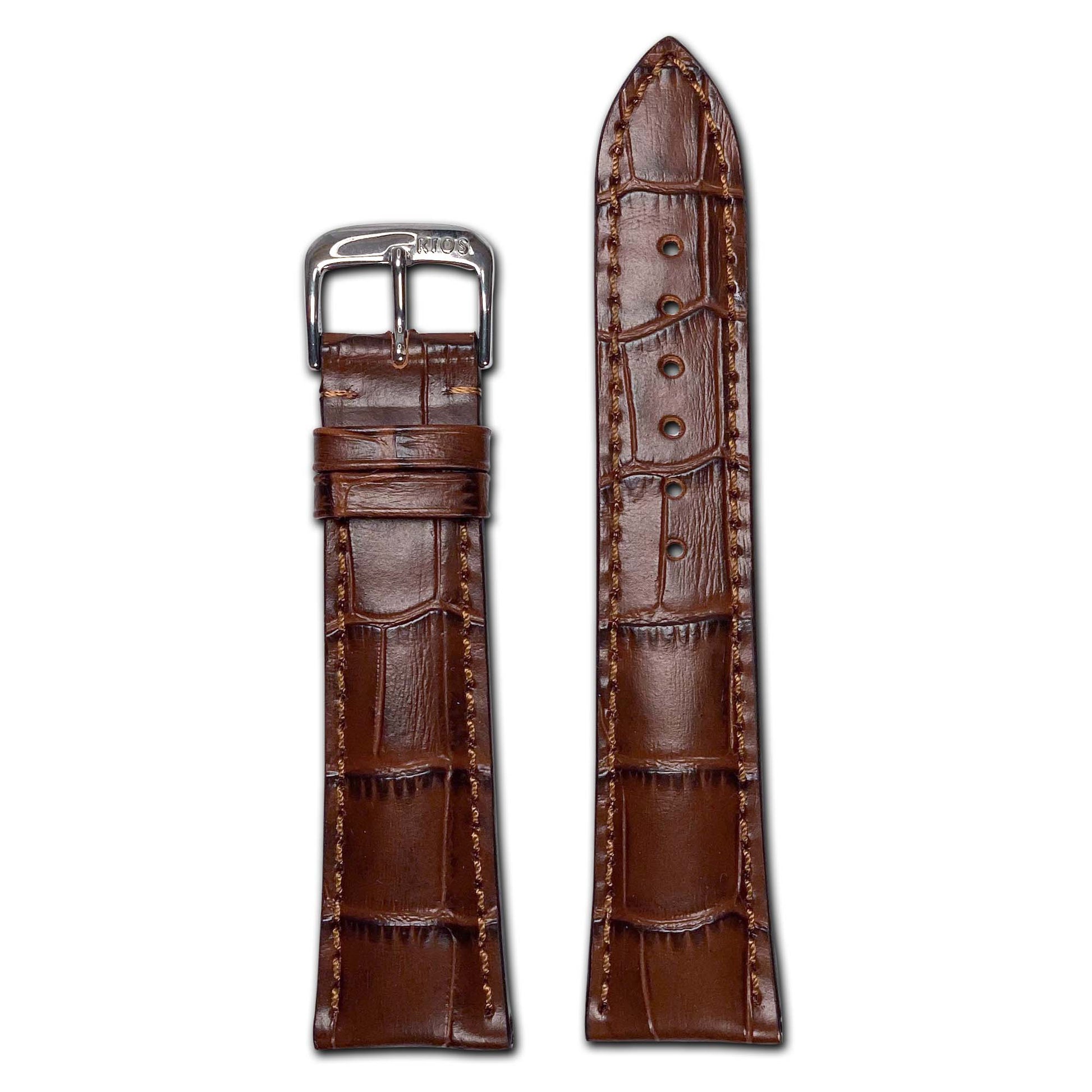 Embossed Leather Alligator Print Watch Band | Mahogany | Louisiana