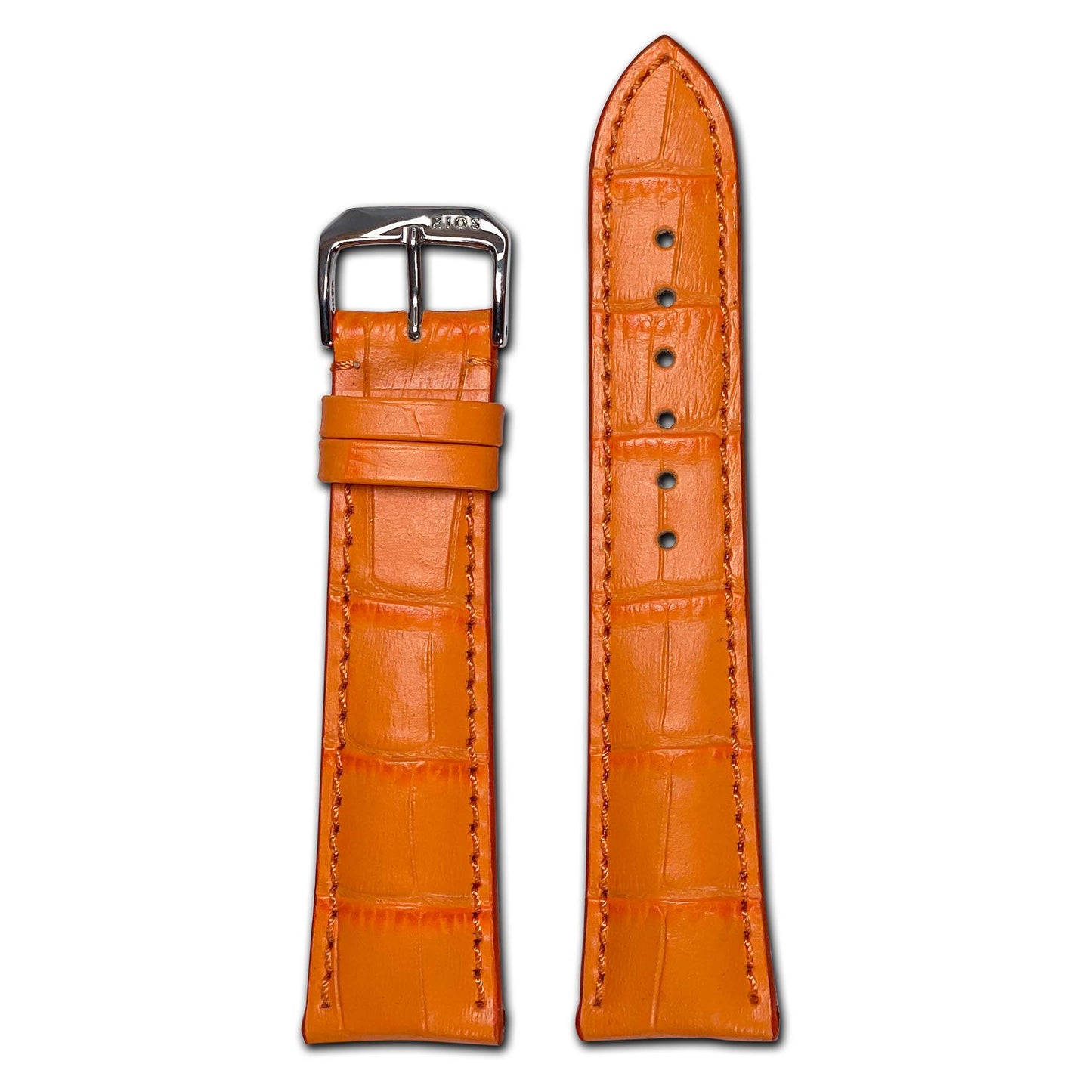 Embossed Leather Alligator Print Watch Band | Orange | Louisiana