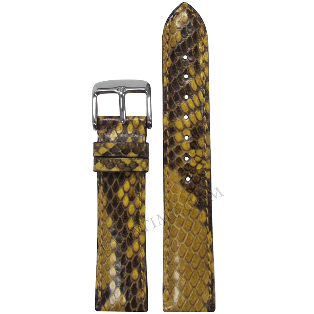 Ladies Genuine Python Watch Band | Yellow | Match Stitch | Hadley Roma ...