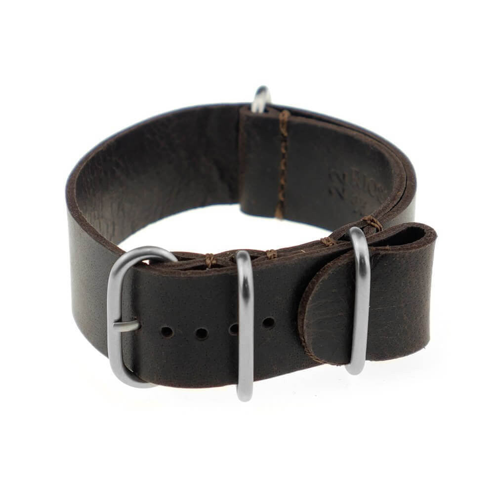 Vintage Leather Watch Band | Luxembourg | One-Piece | 4 Brushed Rings | Mocha