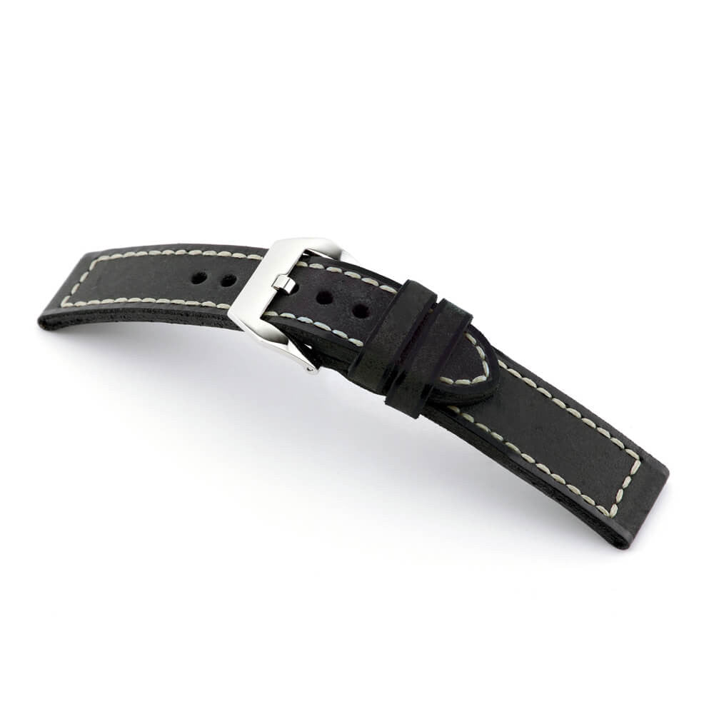 Genuine Vintage Leather Watch Band | Black | Manchester