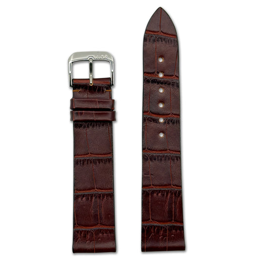 Embossed Leather Alligator Print Watch Band | Miami | Burgundy