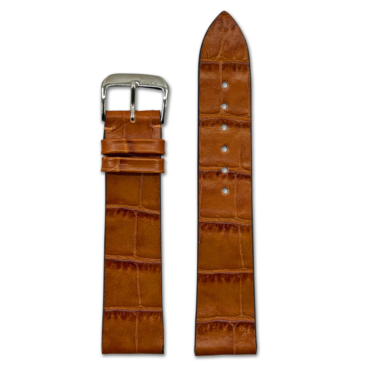 Embossed Leather Alligator Print Watch Band | Miami | Cognac