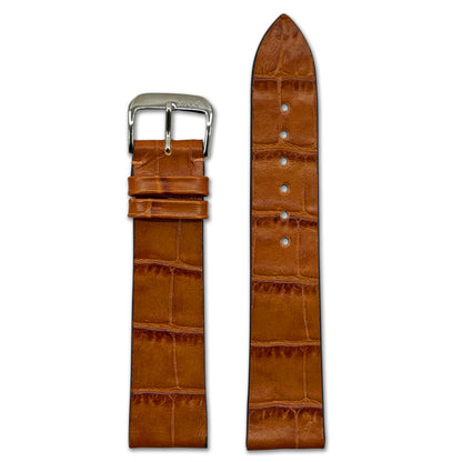 Embossed Leather Alligator Print Watch Band | Miami | Cognac