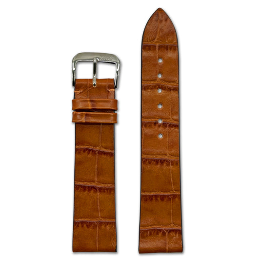 Embossed Leather Alligator Print Watch Band | Miami | Cognac